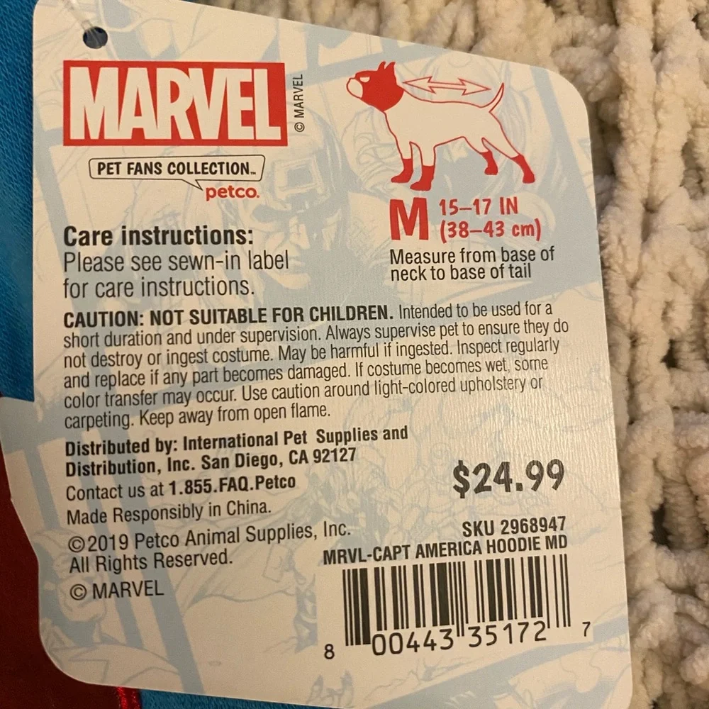 Marvel Captain America Dog Hoodie